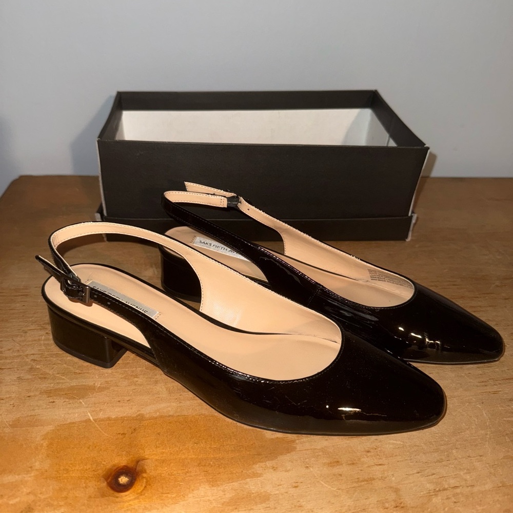 Patten Leather Slingback Heels